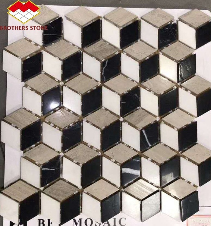 New Design Luxury Gold and Black Stone Marble Mosaic Bathroom Kitchen Backsplash