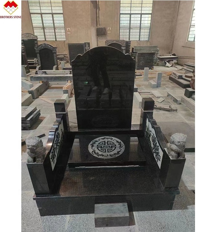 China headstone black granite cemetery monuments stones grave stone