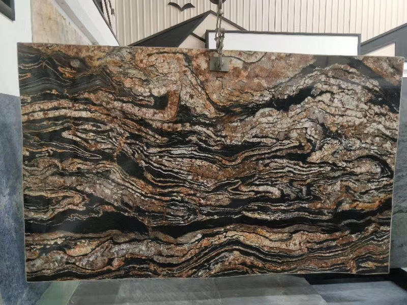 Black Gold Granite Cosmic black granite with a lot of gold veins