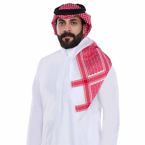 Wholesale High Quality Red Arab Men Yashmagh Shemagh Wrap Muslim Headwear Shemagh Omanais Keffiyeh Palestine Scarf