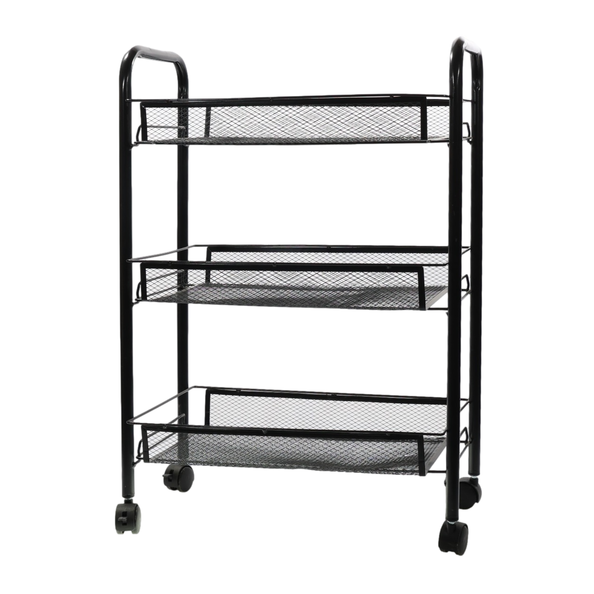 3-Tier Rolling Utility Storage Rack Cart on Wheels, Trolley Craft cart, Multi-Purpose Organizer Shelf, Black