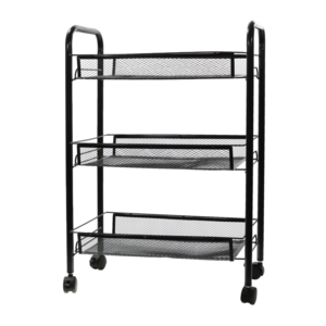 3-Tier Rolling Utility Storage Rack Cart on Wheels, Trolley Craft cart, Multi-Purpose Organizer Shelf, Black