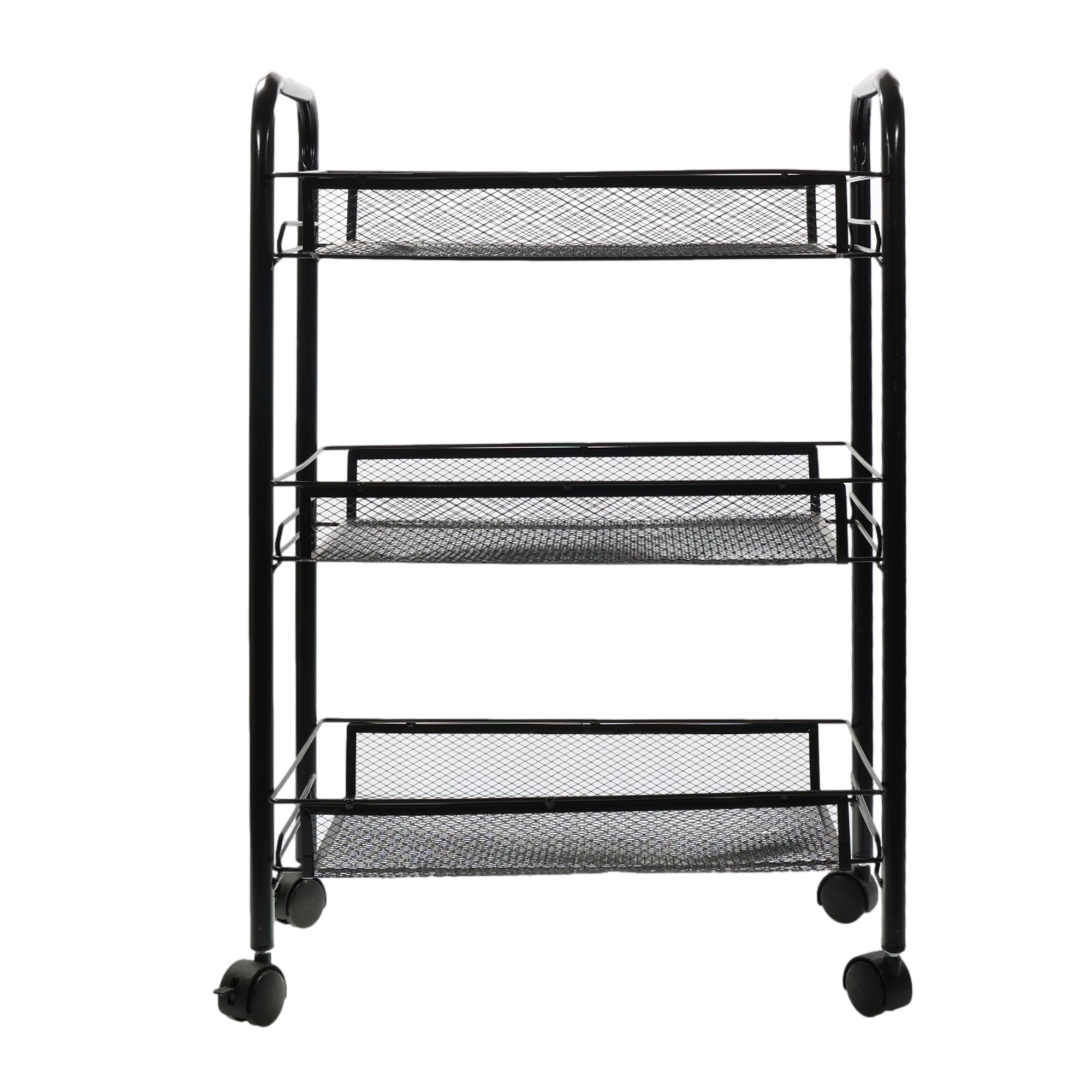 3-Tier Rolling Utility Storage Rack Cart on Wheels, Trolley Craft cart, Multi-Purpose Organizer Shelf, Black