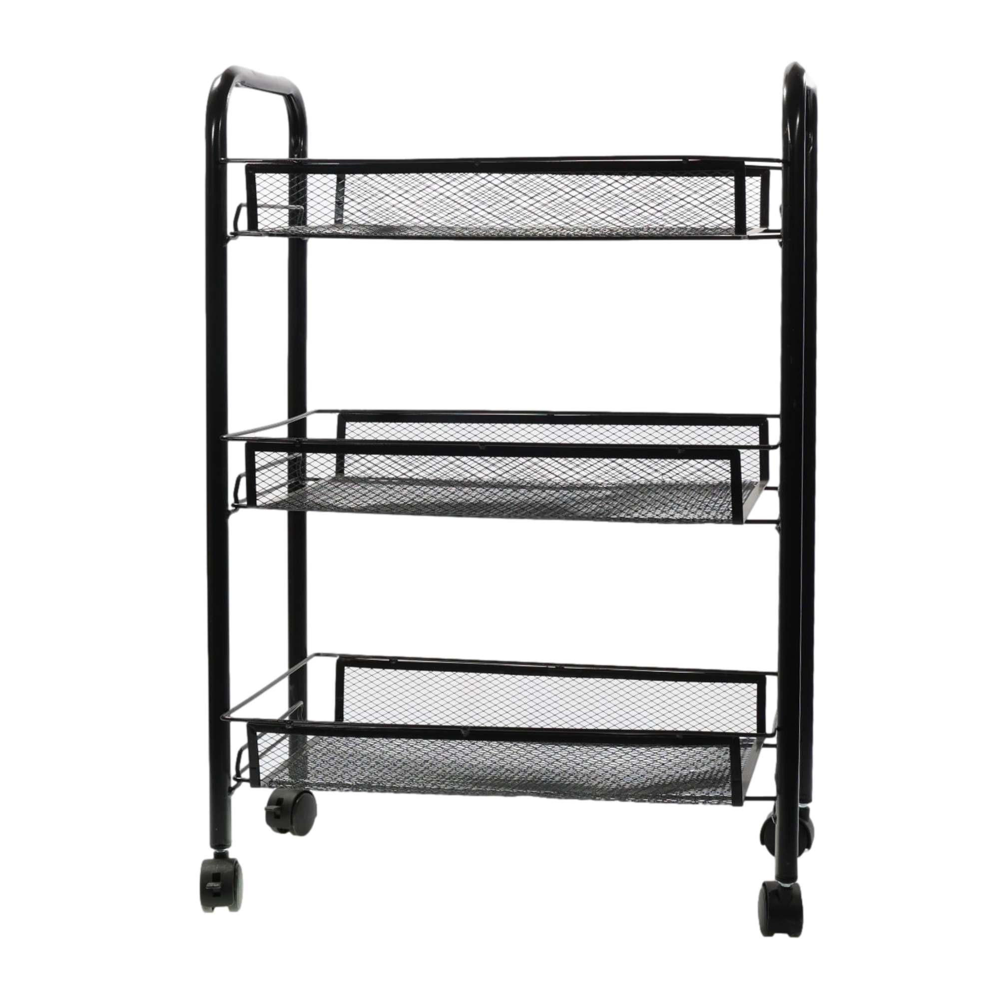 3-Tier Rolling Utility Storage Rack Cart on Wheels, Trolley Craft cart, Multi-Purpose Organizer Shelf, Black