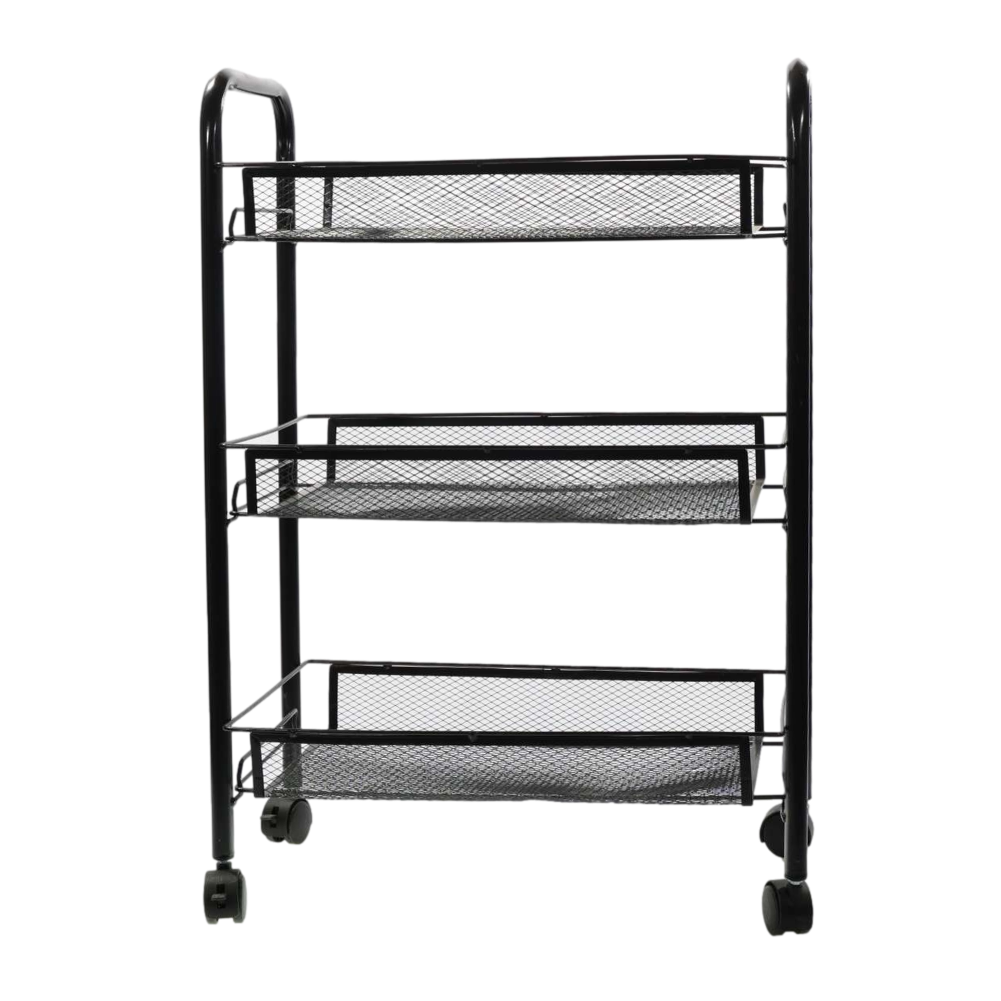 3-Tier Rolling Utility Storage Rack Cart on Wheels, Trolley Craft cart, Multi-Purpose Organizer Shelf, Black