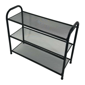 Wholesale three layers easy to install small shoe storage rack simple shoe display rack metallic narrow shoe display rack