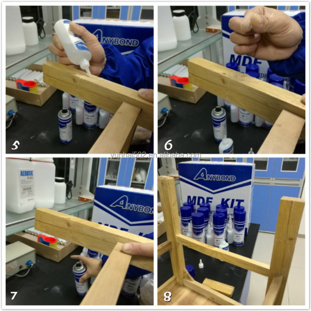 mdf adhesive kit including 1500CPS MDF cyanoacrylate glue and activator