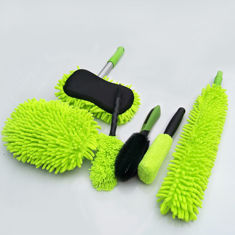 6pcs Auto Car Detailing Brush Set Car Cleaning Tools Towel Exterior Mitt Rim Wheel Brush Kit for Car Wash Accessories