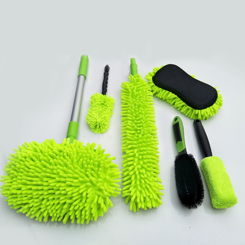 6pcs Auto Car Detailing Brush Set Car Cleaning Tools Towel Exterior Mitt Rim Wheel Brush Kit for Car Wash Accessories