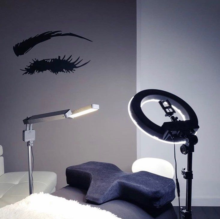 Real 45w 18 Inch Ring Light Led Lash Salon Beauty Bedside Tattoo Light With Magnifying Glass Floor Tripod