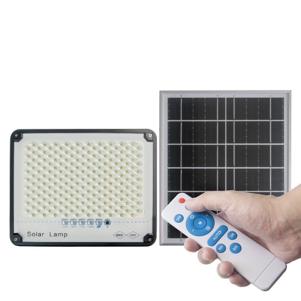 Solar Rechargeable Outdoor IP67 200w 300w100w Remote LED Light Stadium Park Square Solar Energy Light Solar Powered Flood Light