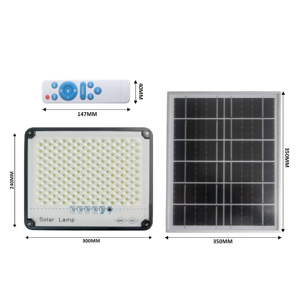 Solar Rechargeable Outdoor IP67 200w 300w100w Remote LED Light Stadium Park Square Solar Energy Light Solar Powered Flood Light