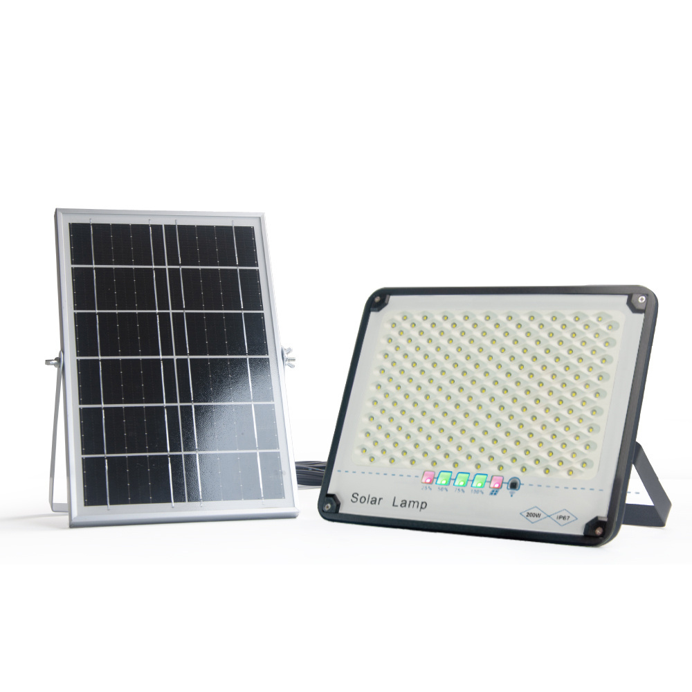 Solar Rechargeable Outdoor IP67 200w 300w100w Remote LED Light Stadium Park Square Solar Energy Light Solar Powered Flood Light