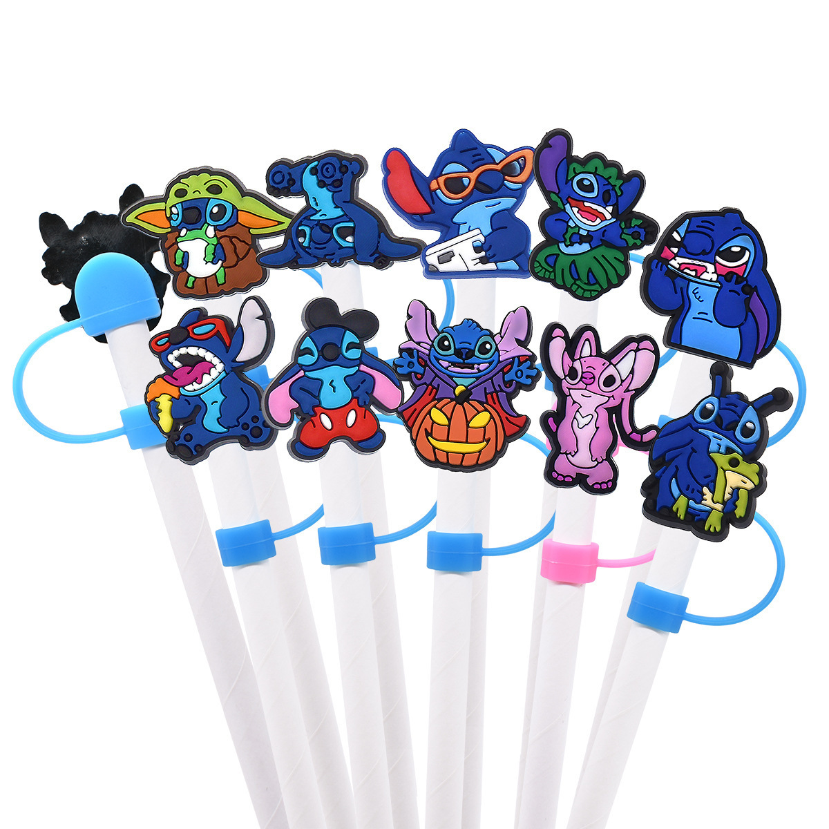 Cute Stanely Cup 10mm Cartoon Stitch Reusable straws toppers cover straw topper cover