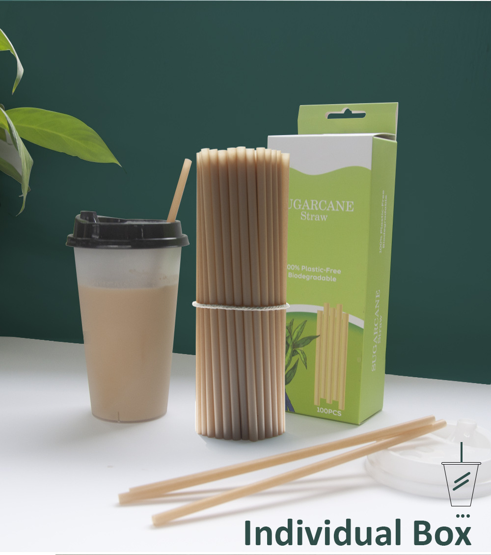 100% Biodegradable 6mm 8mm 12mm Straws Drinking Disposable Compostable Straws Custom Printed individually Paper Wrapped Straws