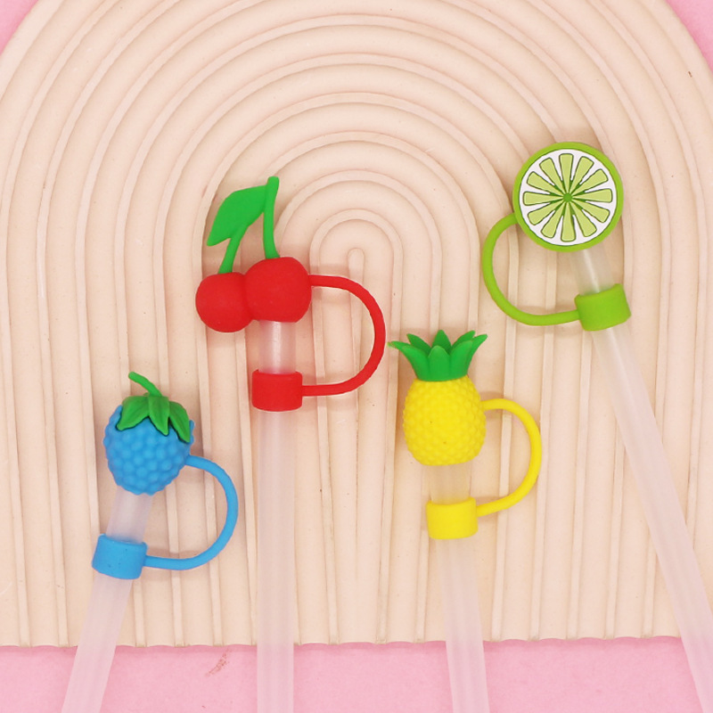 8mm 10mm Fruit Pineapple Strawberry Reusable Straw Topper Dust-Proof Drinking Straw Covers