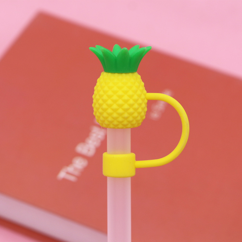 8mm 10mm Fruit Pineapple Strawberry Reusable Straw Topper Dust-Proof Drinking Straw Covers