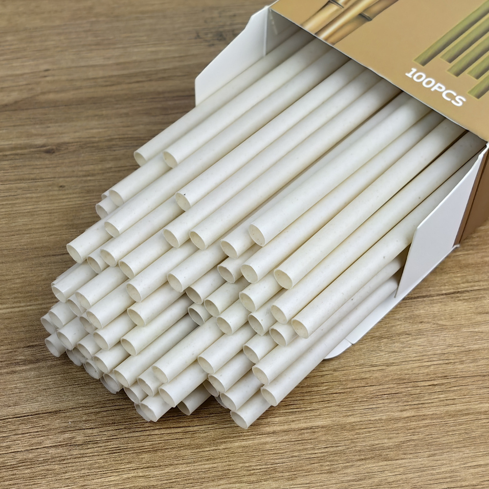 100% Biodegradable 6mm 8mm 12mm Straws Drinking Disposable Compostable Straws Custom Printed individually Paper Wrapped Straws