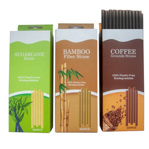 100% Biodegradable 6mm 8mm 12mm Straws Drinking Disposable Compostable Straws Custom Printed individually Paper Wrapped Straws