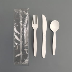 custom cutlery set cornstarch knife forks spoons and napkin biodegradable disposable soup spoon cake knife fruit fork