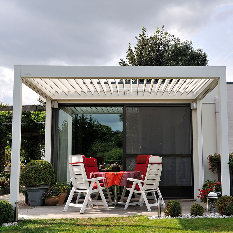 Outdoor Gazebo for Garden Wall Mounted Bioclimatic Motorized Aluminum Pergola