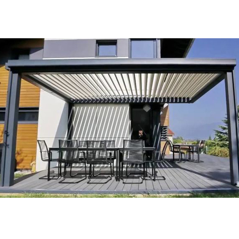 Gazebo balcony patio cover Bioclimatic Pergola With LED Lights And Fan