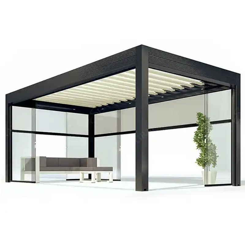 Luxury Patio easy installation Waterproof Pergola With Curtains And Netting