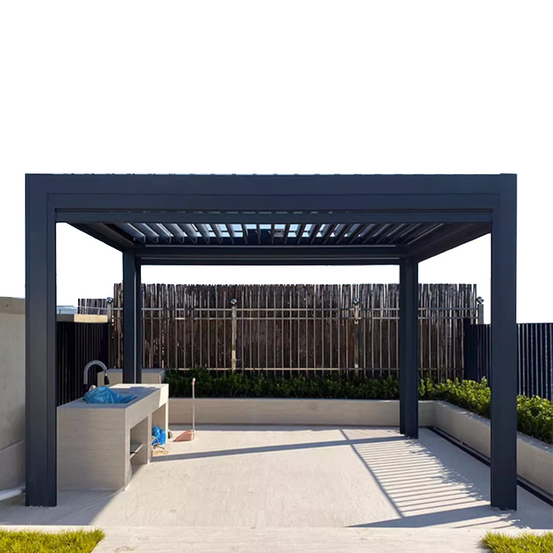 Factory Customized Modern Aluminum Remote Control Pergola Exterior Retractable Awning Electric Metal Gazebo