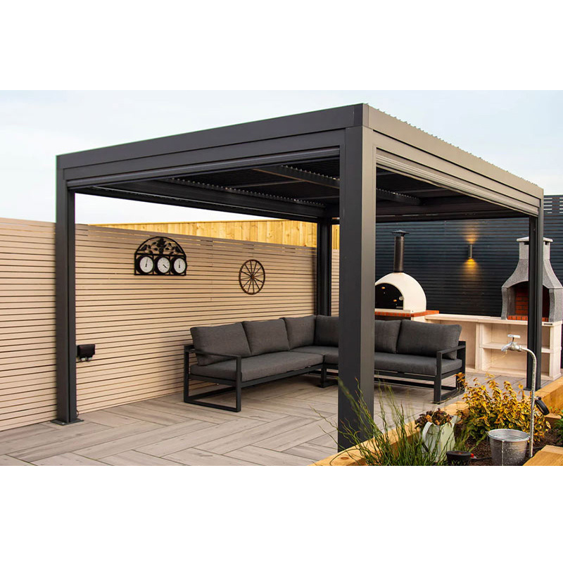 Factory Customized Modern Aluminum Remote Control Pergola Exterior Retractable Awning Electric Metal Gazebo