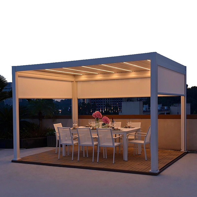 Factory Offering Patio Balcony Garden Aluminum Pergola Gazebo with LED Light