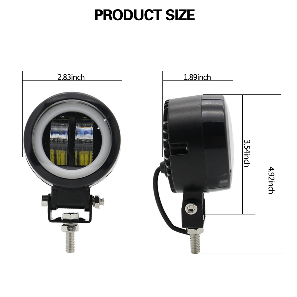 3inch 20W 6500K LED Work Light Waterproof round Angel Eyes Light LED Bar Light for Driving Pods Car Boat Motorcycle ATV