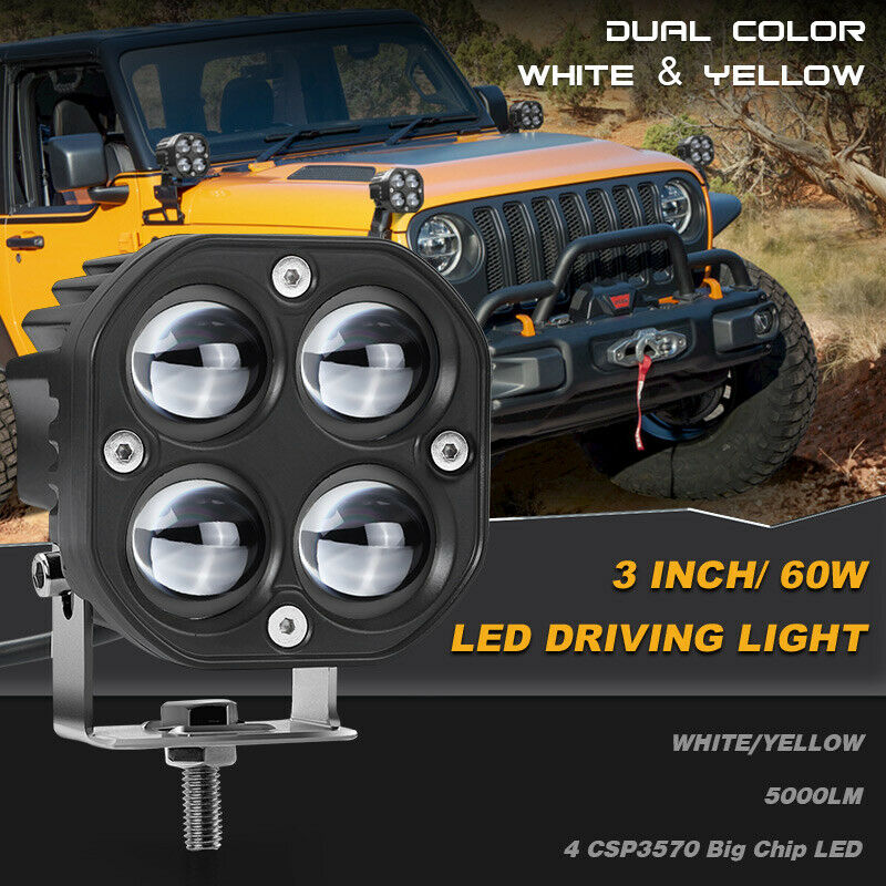 3 INCH LED Lens Work light 40W White Yellow Spot light Work lamp For Car 4x4 Truck Flush Mount Tractor Motorcycle