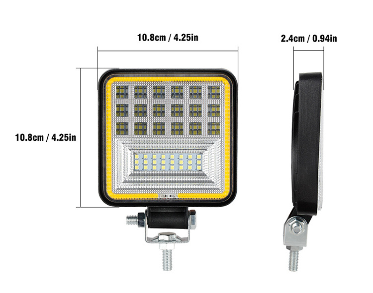 4 inch 126W 42 LED Led Work Light angel eyes Spot light Square 12V 24V DRL Car Light For Truck SUV 4WD 4x4 Boat Fog Lamp