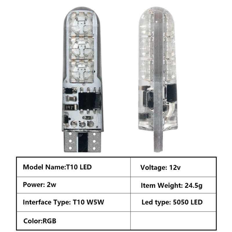 T10 w5w RGB LED Bulb 12SMD COB Canbus 194 168 Car With Remote Controller Flash/Strobe Reading Wedge Light Clearance lights