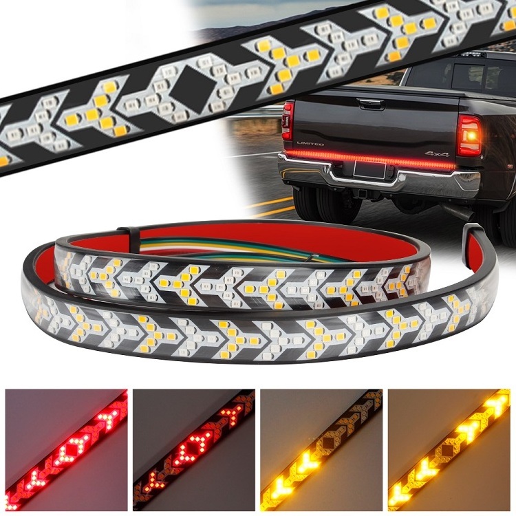 12V 48/60inch Car Brake Turn Light Warning Signal Lamp Flexible Flowing LED Strip Bar Flash For Jeep Pickup SUV Truck Tailgate