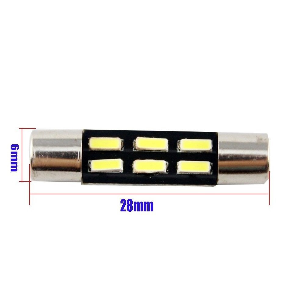 Festoon Dome T6.3 6SMD 4014 LED 28mm Car Vanity Mirror Light Panel Map Door Reading Luggage Lamp Bulb DC 12V