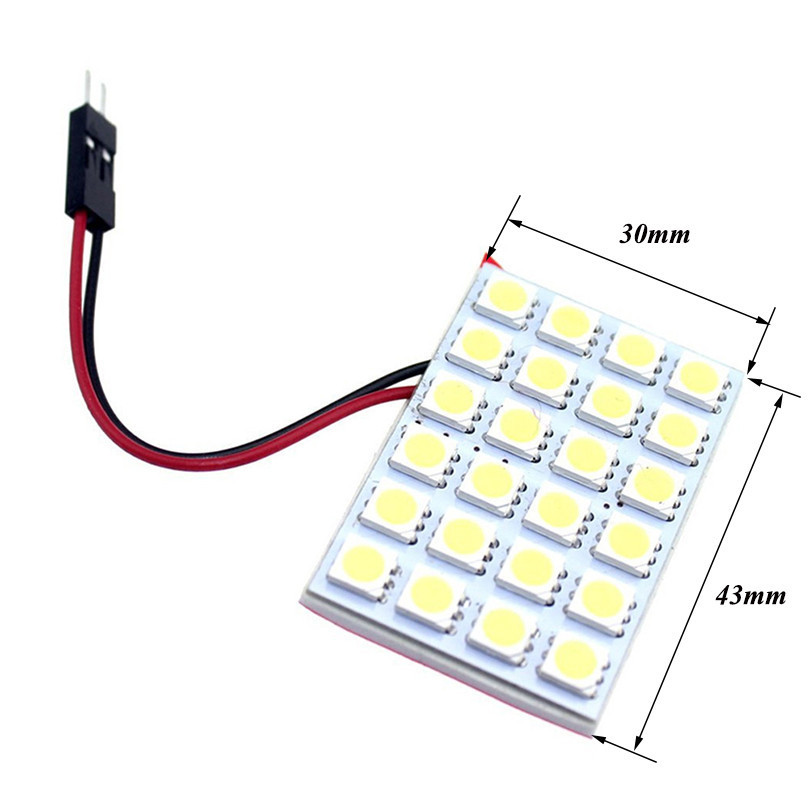 Car Festoon 5050 24SMD LED Auto Panel Light Reading Dome Bulb Car Interior Map Lamp Roof light With T10 W5W C5W Adapter Baser