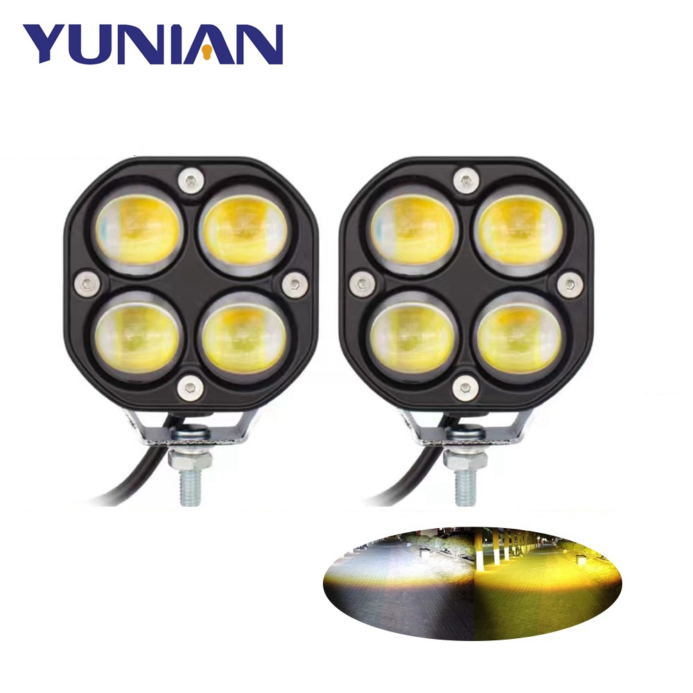 LED Pod Bulb Driving Fog Lights Amber/Yellow White Dual Color 40W 3Inch LED Driving Light Work Auxiliary Lamp