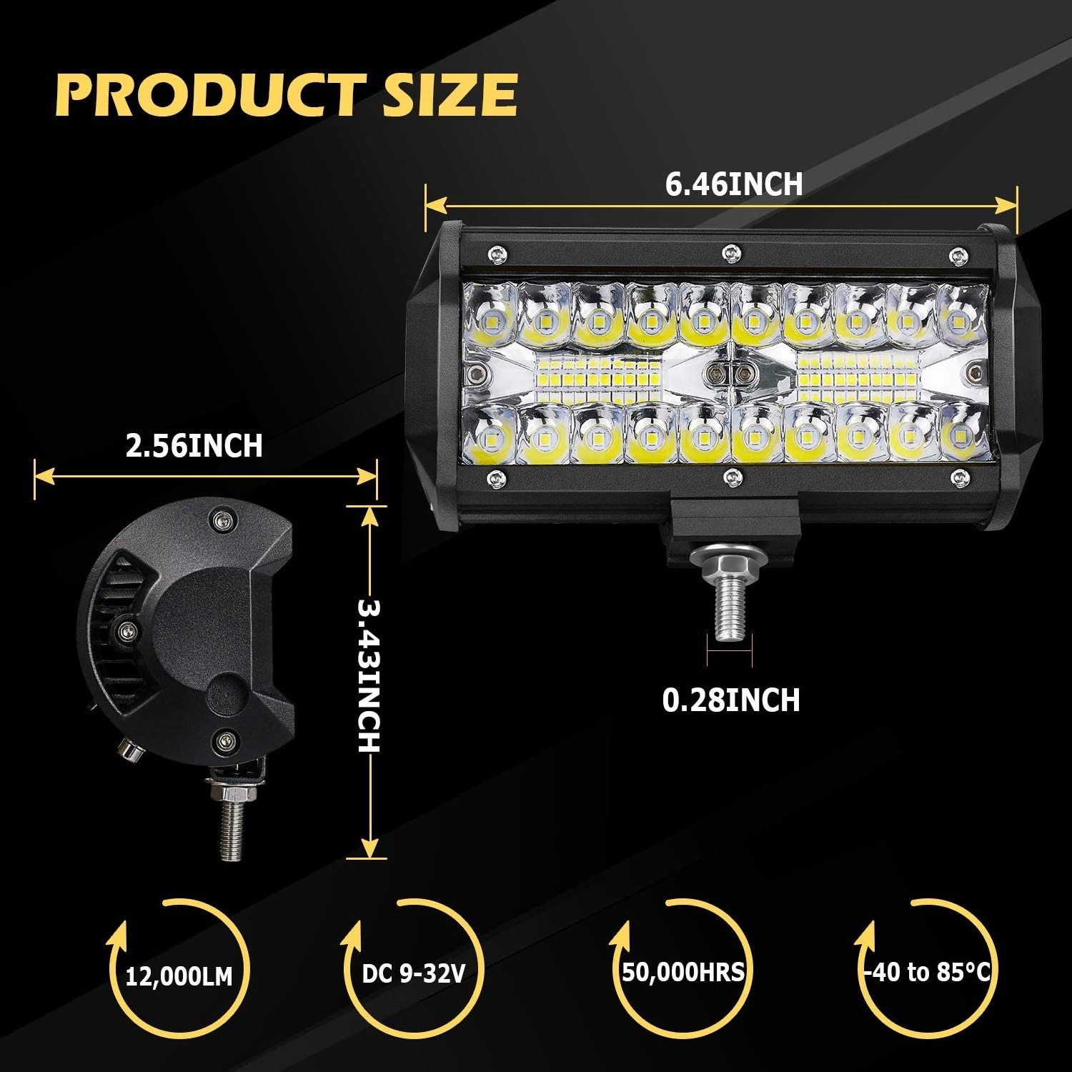 7inch 120W Led Light Bar 12v Offroad Accessories 4x4 Car Trucks Flood Spot Beam Led Work Light Auto Fog Driving Lamp For SUV 4WD