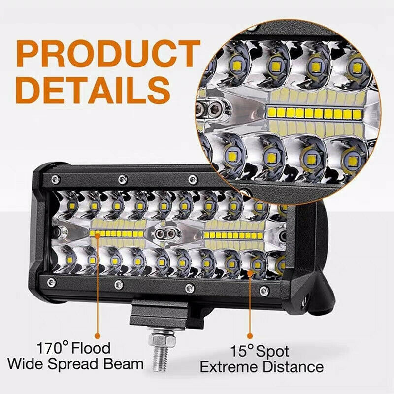 7Inch 120W 3 Rows Combo Beam Led Work Light Bars Spot Flood Beam 4x4 Spot light LED Work Headlight For Truck Auto Boats SUV ATV