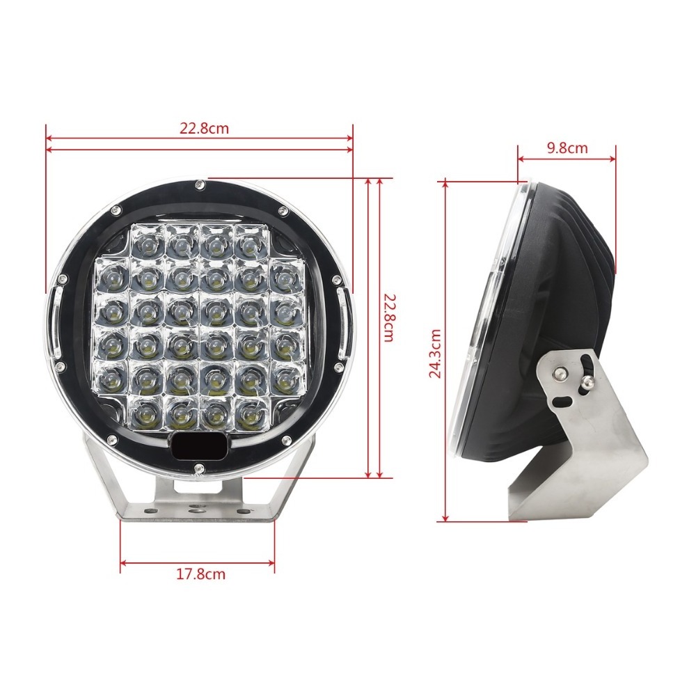 Super Bright 32LED 9inch 96W Round Waterproof Projector LED Offroad Work Light for Jeep Wrangler Toyota for Hummer SUV ATV UTV