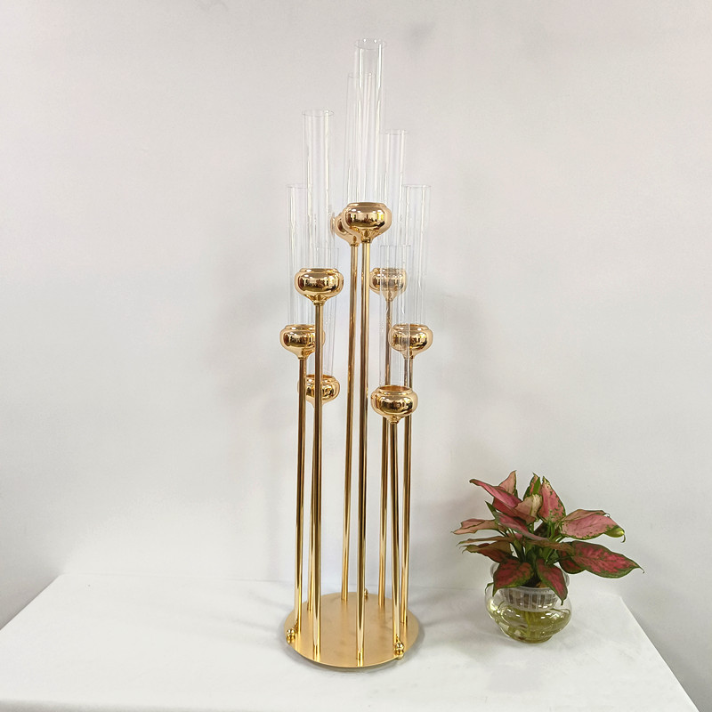 Acrylic Metal Candle Holder Wedding Centerpiece  Candelabra Party Decor Metal Base