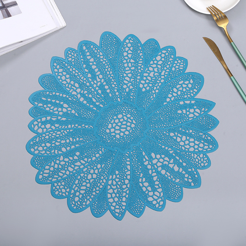 Factory Wholesale Luxury Chrysanthemum Flower Waterproof Washable Cheapest PVC Placemat