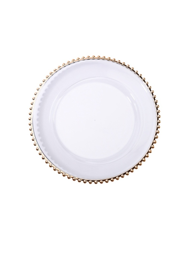 Besta crystal gold beads platter serving dish plastic charger plate for wedding