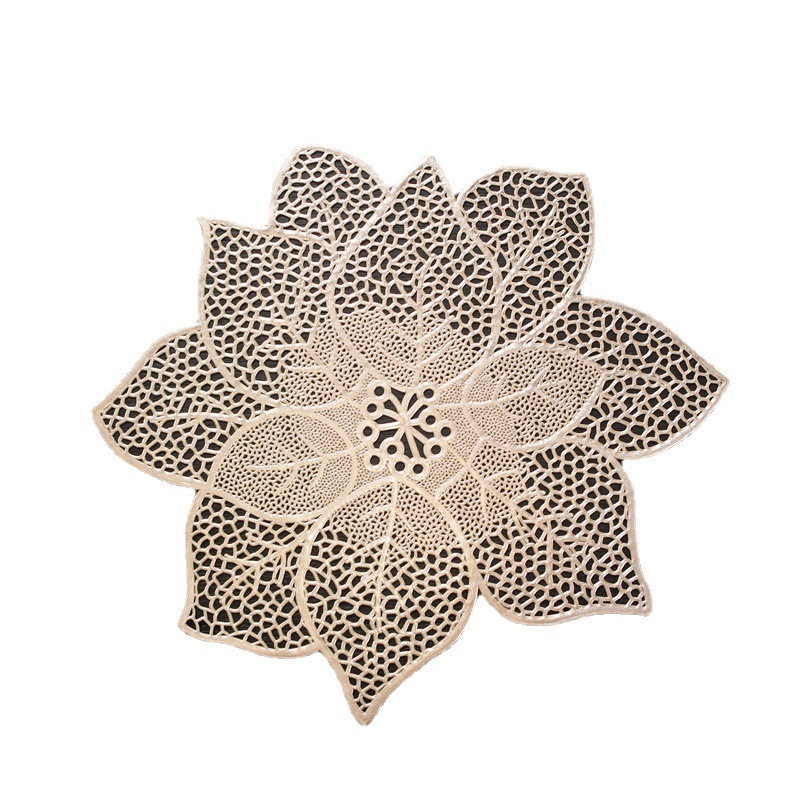 Festival PVC Leather Colorful Lotus Flower Shape Dining Placemats for Wedding Party