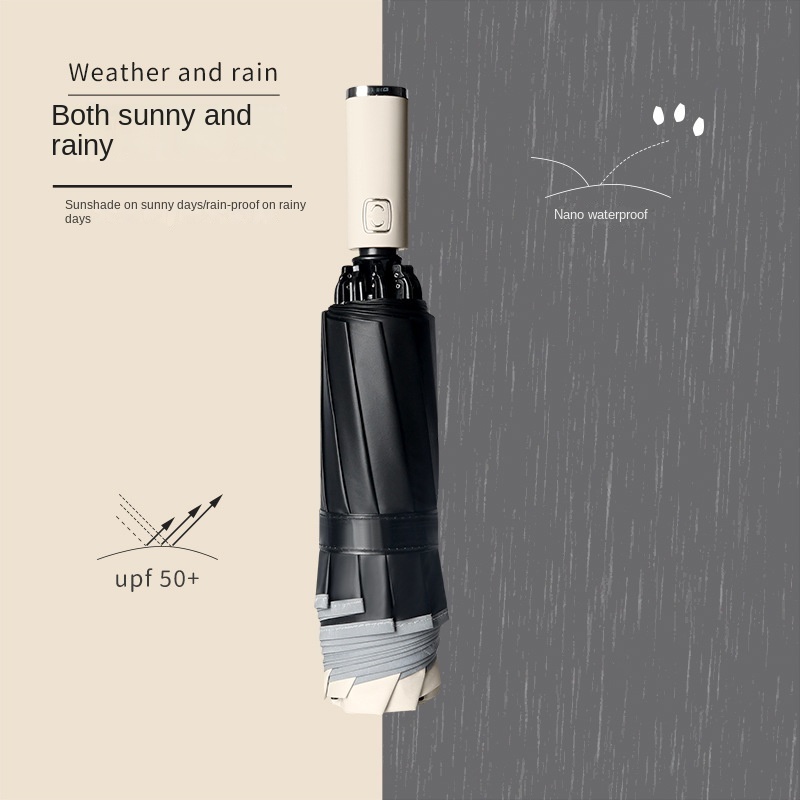 Promotion Automatic Open Close Reflective Strip Business Reverse 3-folding Umbrella With Light