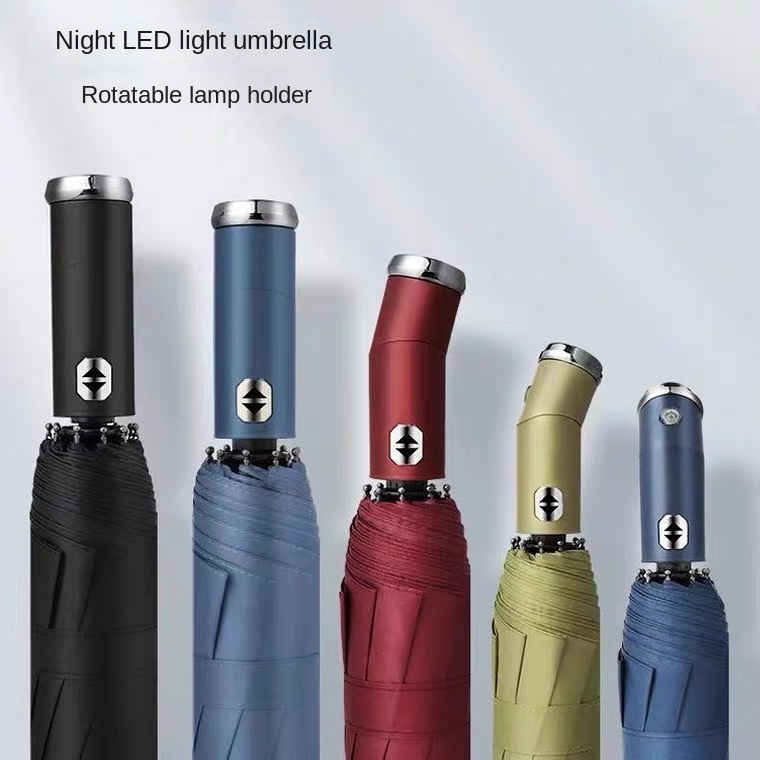 Best Selling Adjustable Durable Multi Functions Flashlight Handle Fully Automatic Umbrella