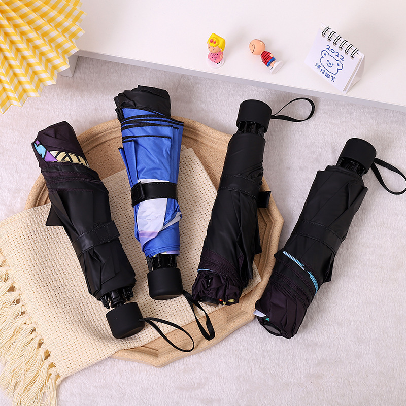 Fully Automatic Three Fold Anti Ultraviolet Professional Customization Sunshade Sun Black Umbrella