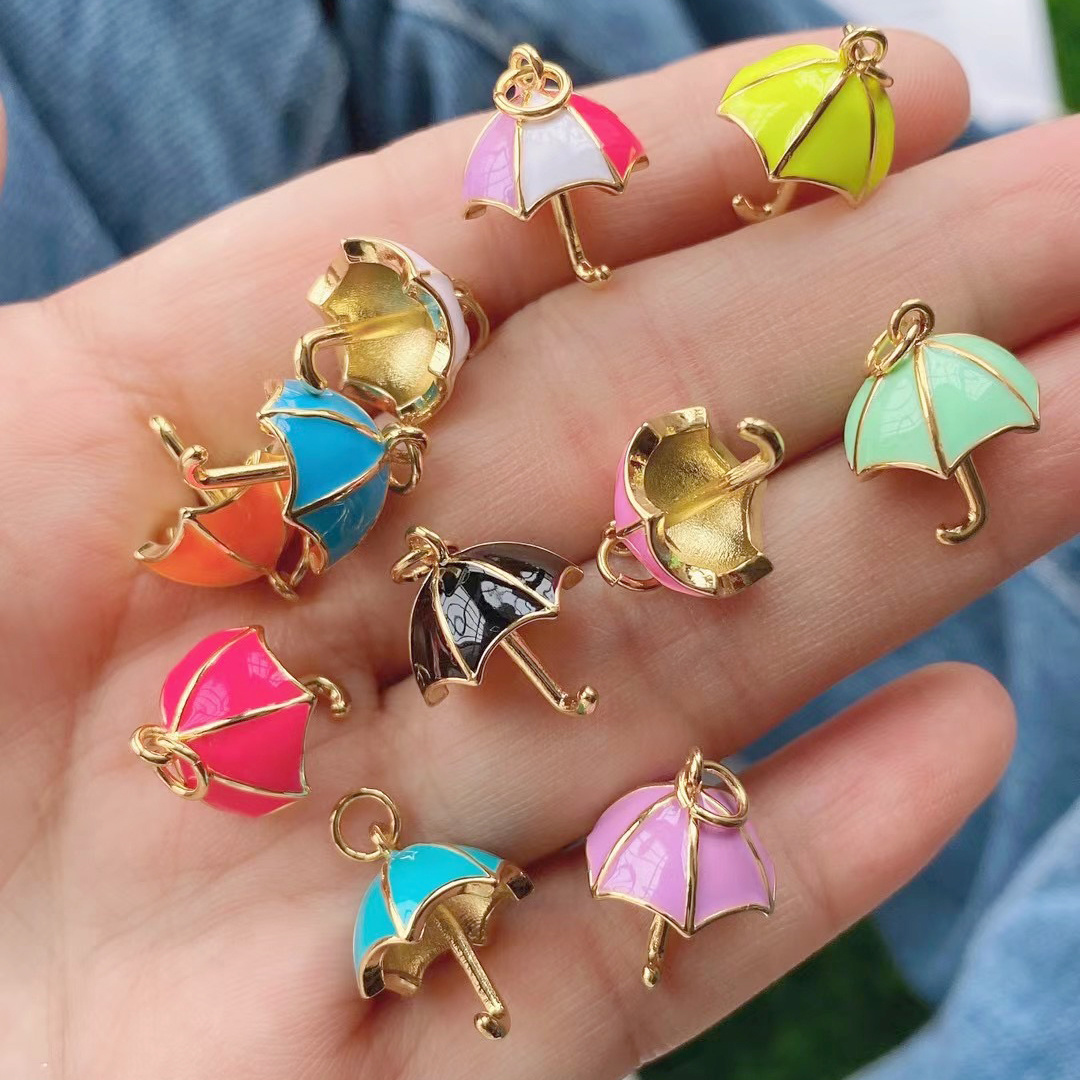 2021 Jewelry Making DIY Tiny Colorful Umbrella Drop Oil Necklace