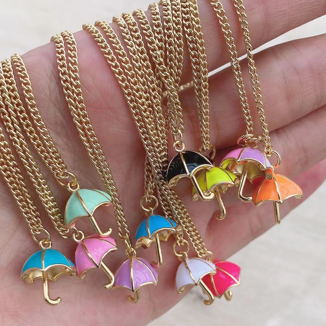 2021 Jewelry Making DIY Tiny Colorful Umbrella Drop Oil Necklace